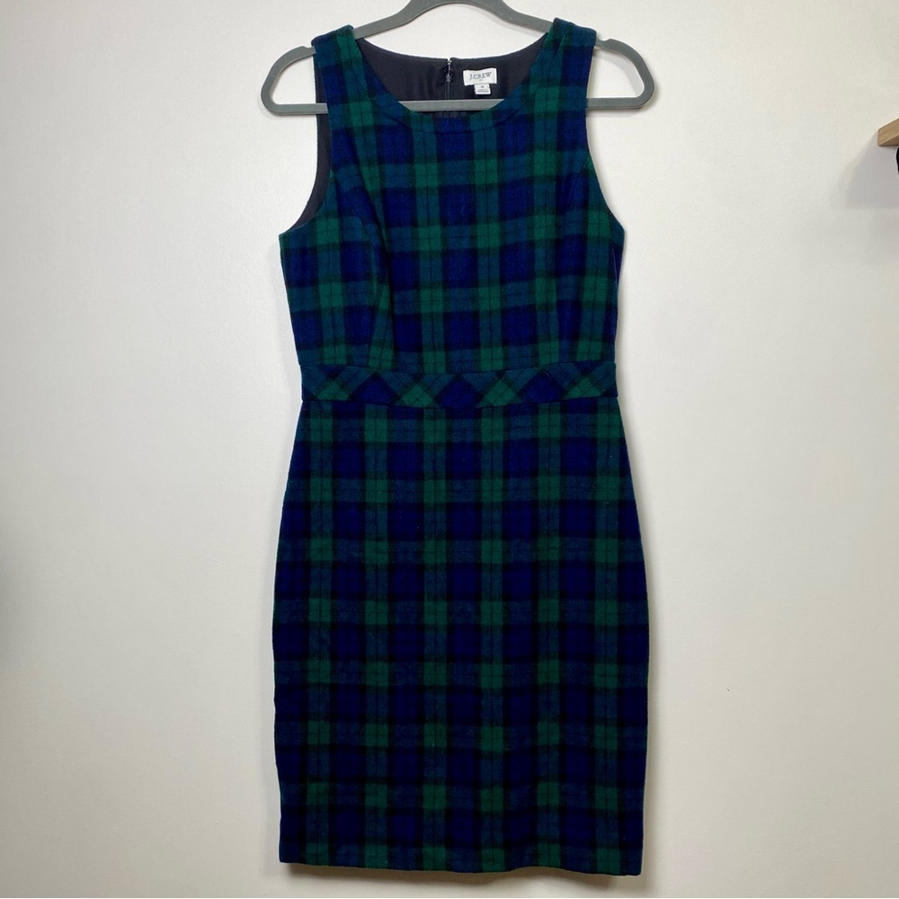 J. Crew Buffalo‎ Plaid Sleeveless Wool Blend Dress - Green and Blue size 4